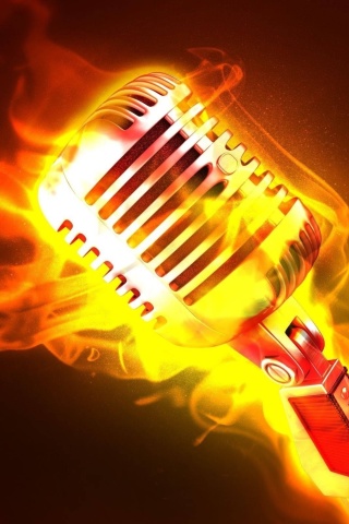Microphone in Fire wallpaper 320x480