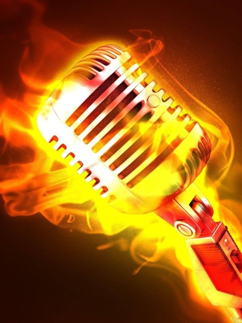 Microphone in Fire wallpaper 480x640