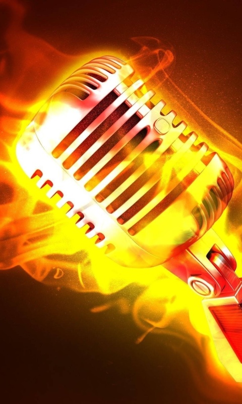 Обои Microphone in Fire 480x800