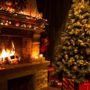 Sfondi Christmas Tree Fireplace 128x128