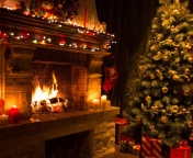 Das Christmas Tree Fireplace Wallpaper 176x144