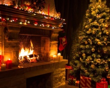 Das Christmas Tree Fireplace Wallpaper 220x176