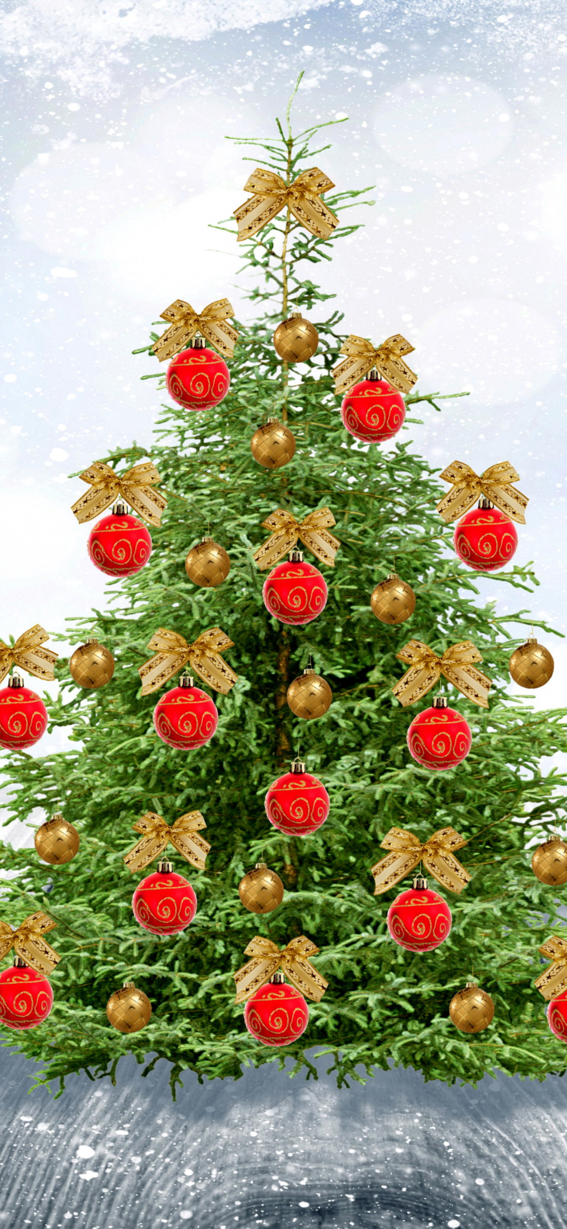 New Year Tree with Snow wallpaper 1170x2532