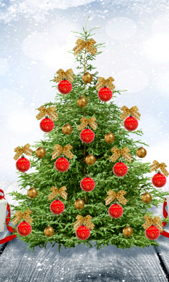 Das New Year Tree with Snow Wallpaper 240x400