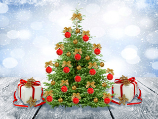 Das New Year Tree with Snow Wallpaper 320x240