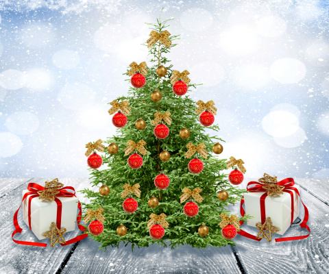 New Year Tree with Snow wallpaper 480x400