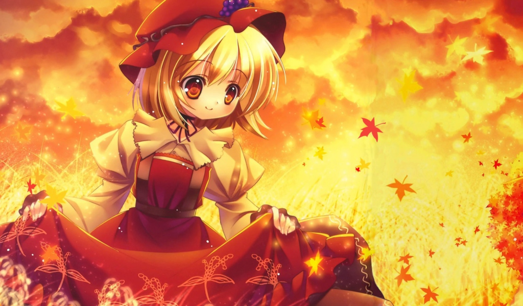 Fondo de pantalla Autumn Anime Girl 1024x600