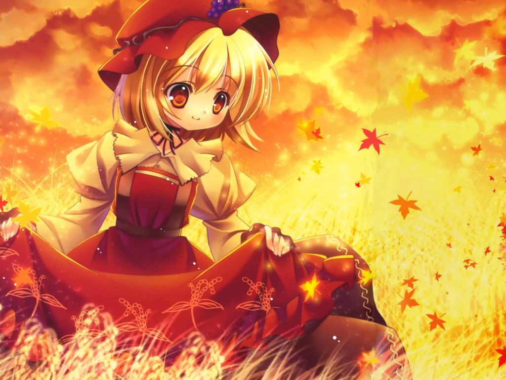 Das Autumn Anime Girl Wallpaper 1024x768