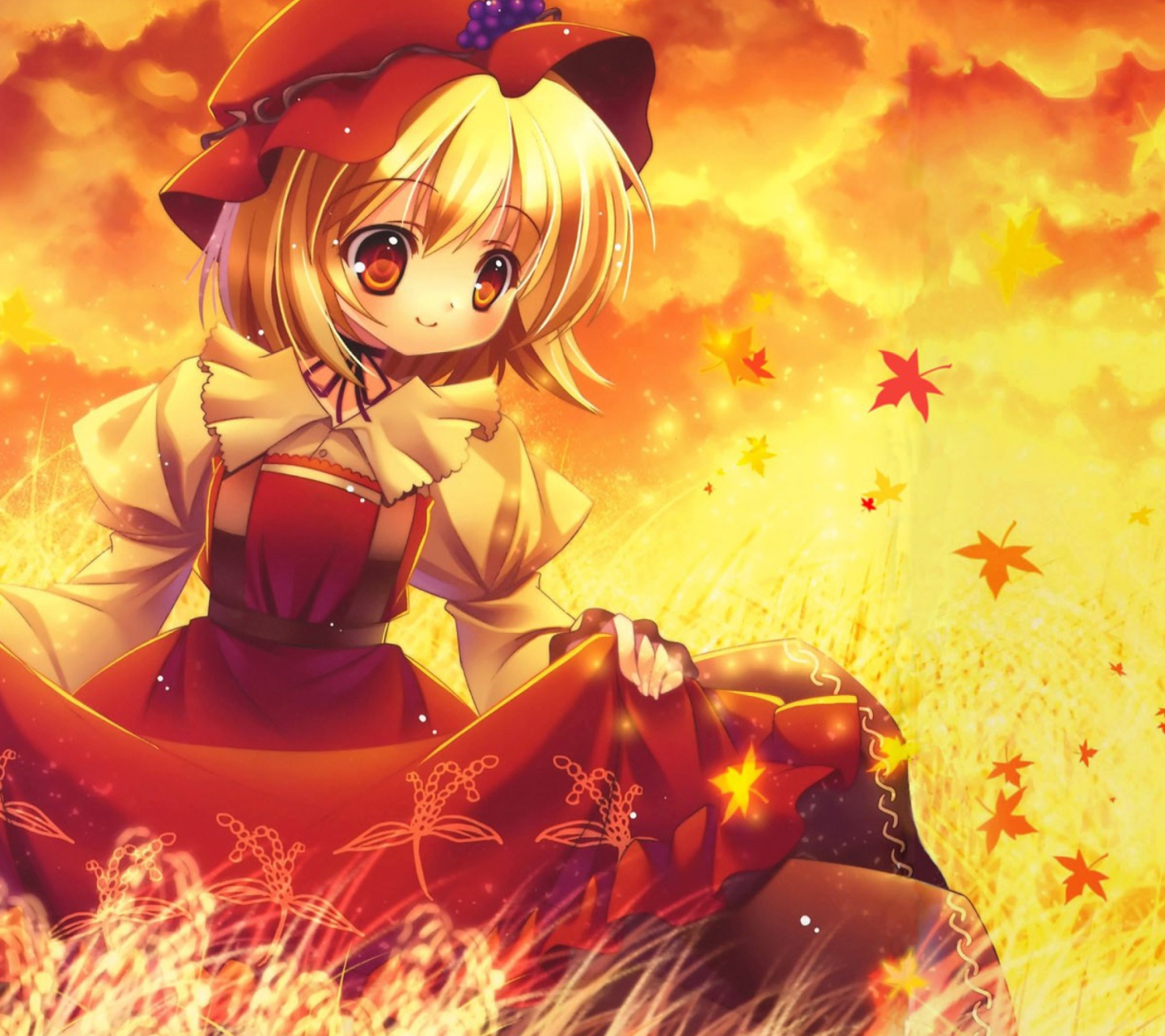 Fondo de pantalla Autumn Anime Girl 1440x1280