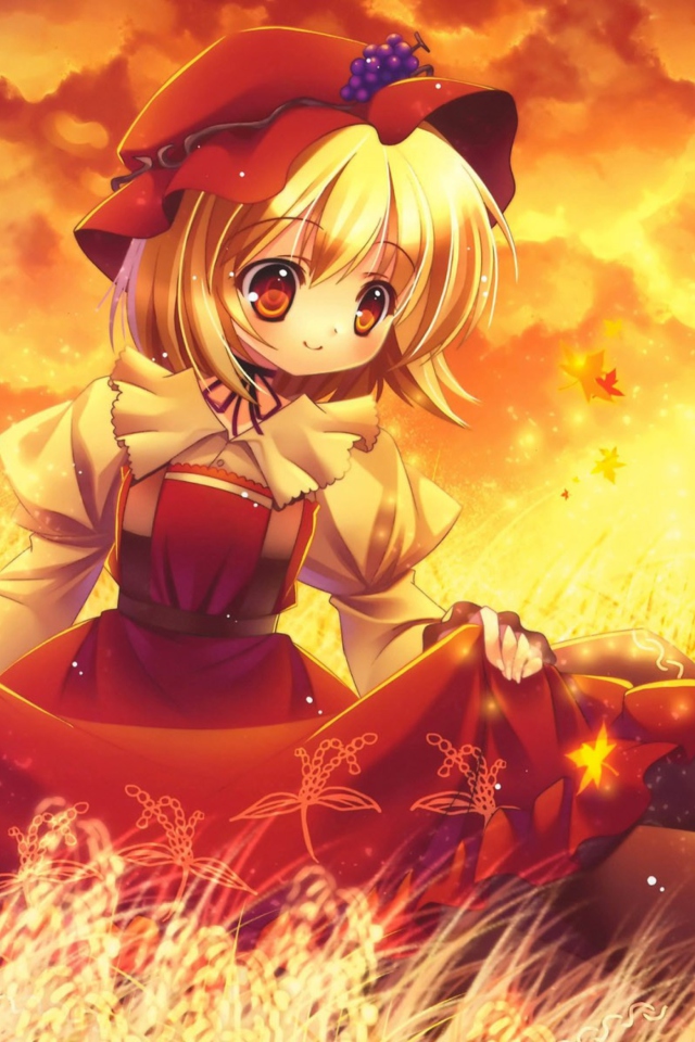 Обои Autumn Anime Girl 640x960