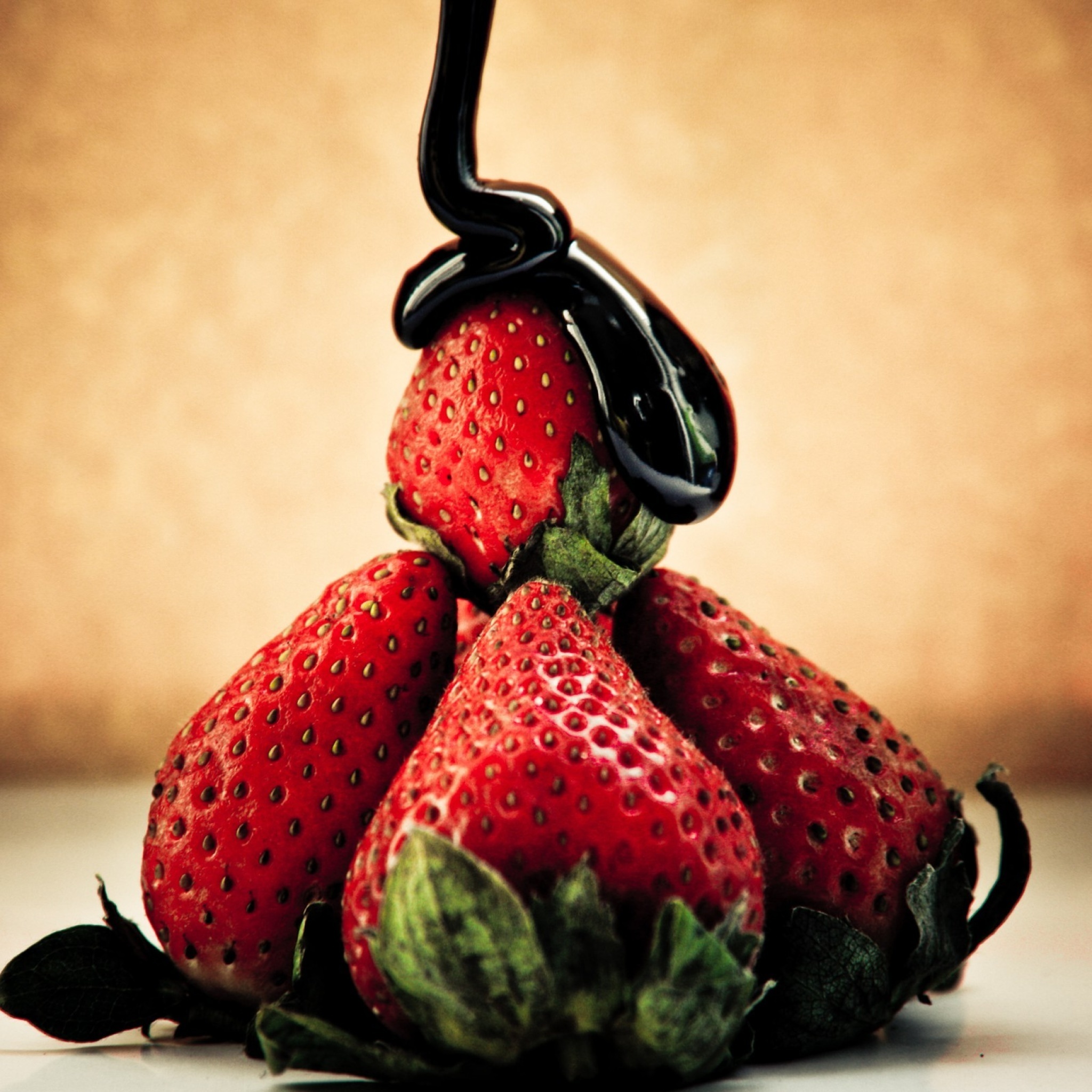 Strawberries with chocolate wallpaper 2048x2048