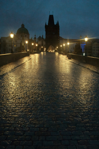 Fondo de pantalla Night In Prague 320x480