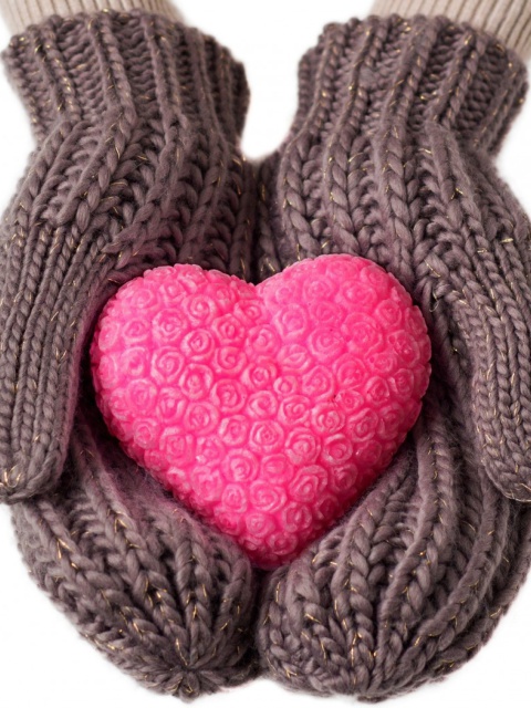 Обои Heart in Gloves 480x640