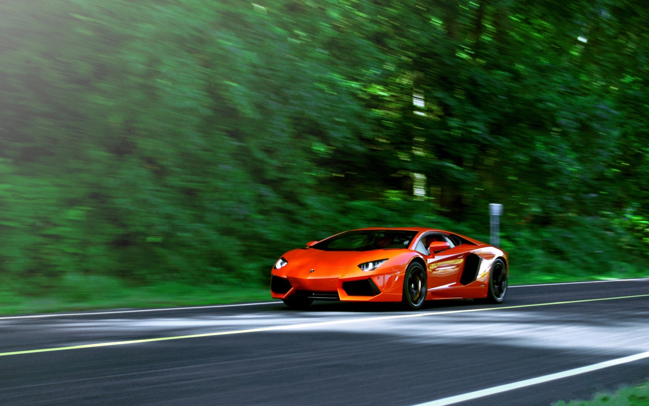 Orange Lamborghini Aventador Lp700-4 screenshot #1 1280x800