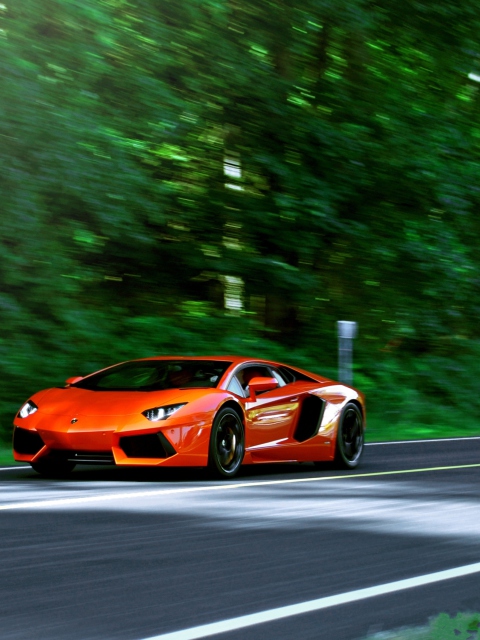 Fondo de pantalla Orange Lamborghini Aventador Lp700-4 480x640