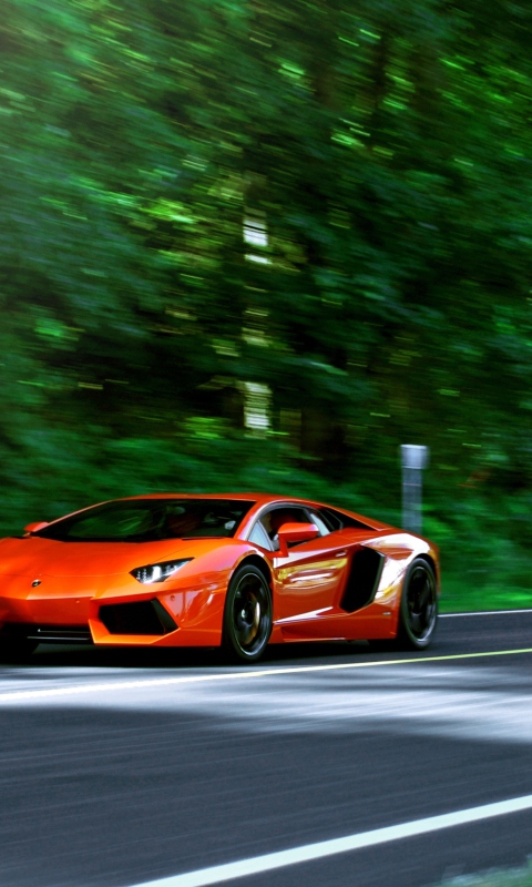 Orange Lamborghini Aventador Lp700-4 screenshot #1 480x800