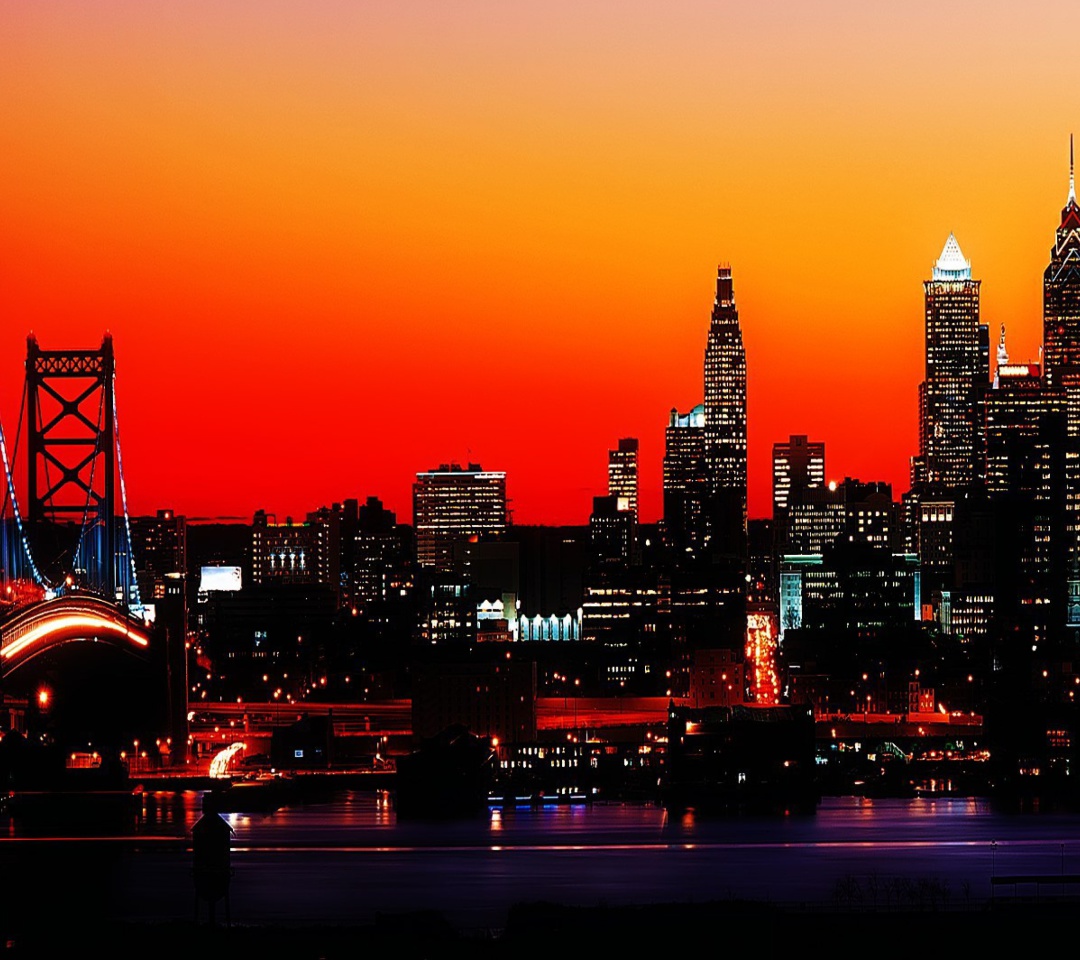 Sfondi Philadelphia City Night Skyline 1080x960