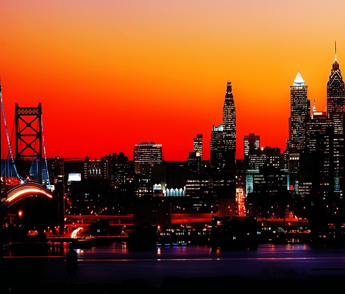 Das Philadelphia City Night Skyline Wallpaper 1200x1024