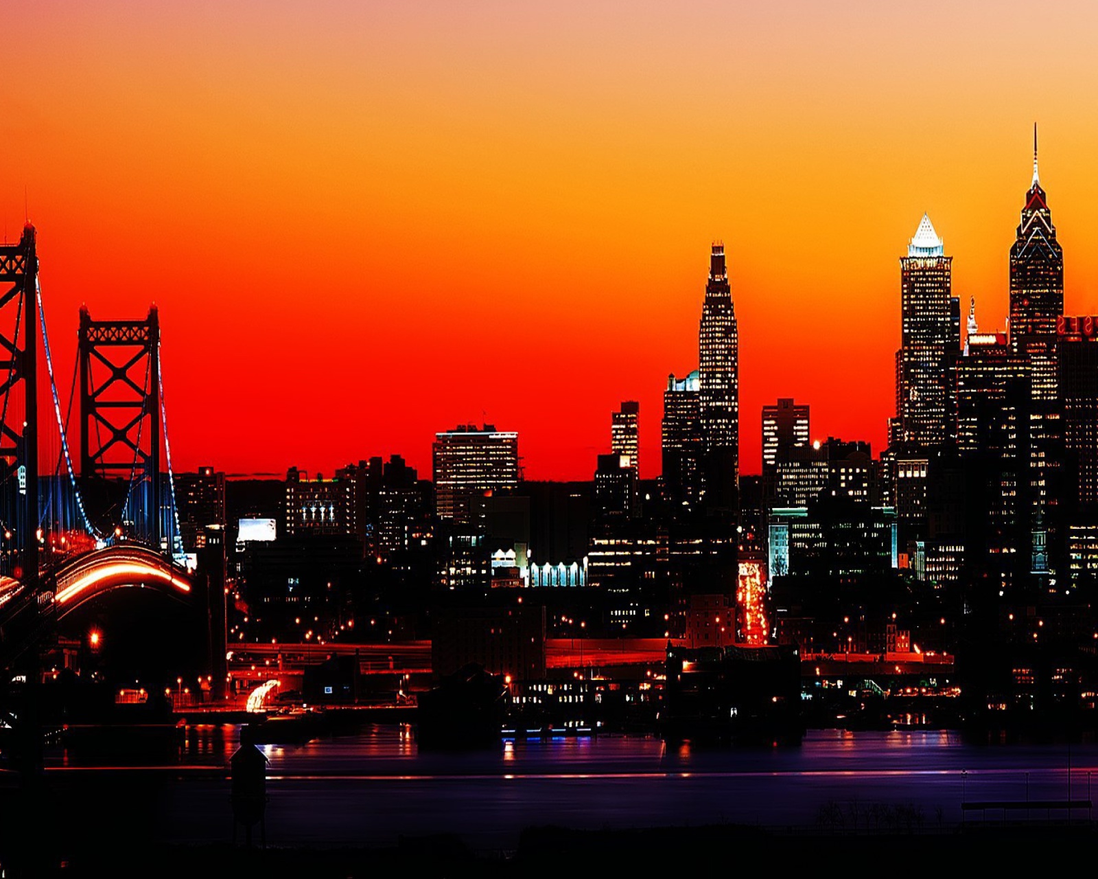 Обои Philadelphia City Night Skyline 1600x1280