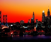 Das Philadelphia City Night Skyline Wallpaper 176x144