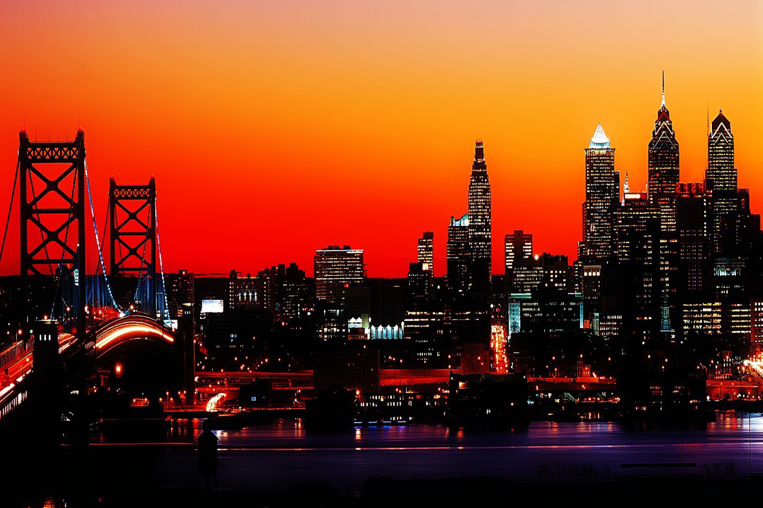 Das Philadelphia City Night Skyline Wallpaper 2880x1920