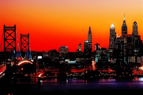 Fondo de pantalla Philadelphia City Night Skyline 480x320