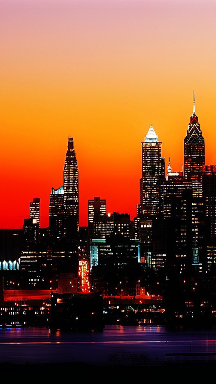 Das Philadelphia City Night Skyline Wallpaper 750x1334