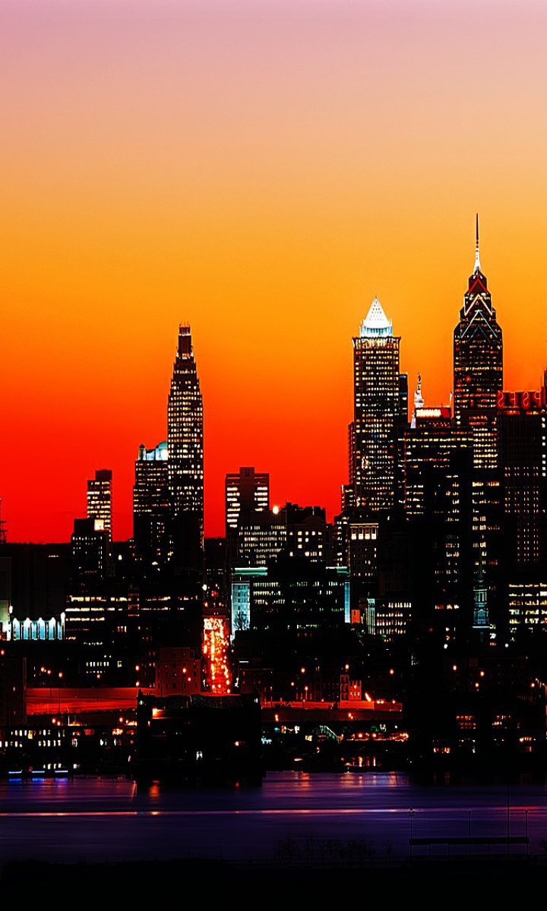 Philadelphia City Night Skyline wallpaper 768x1280