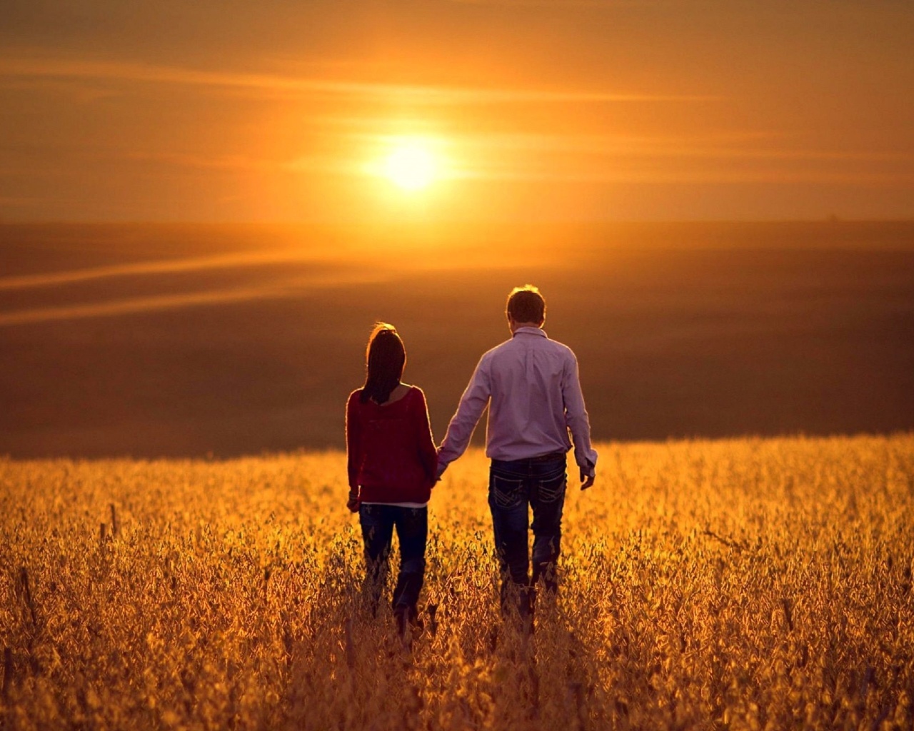 Couple at sunset wallpaper 1280x1024