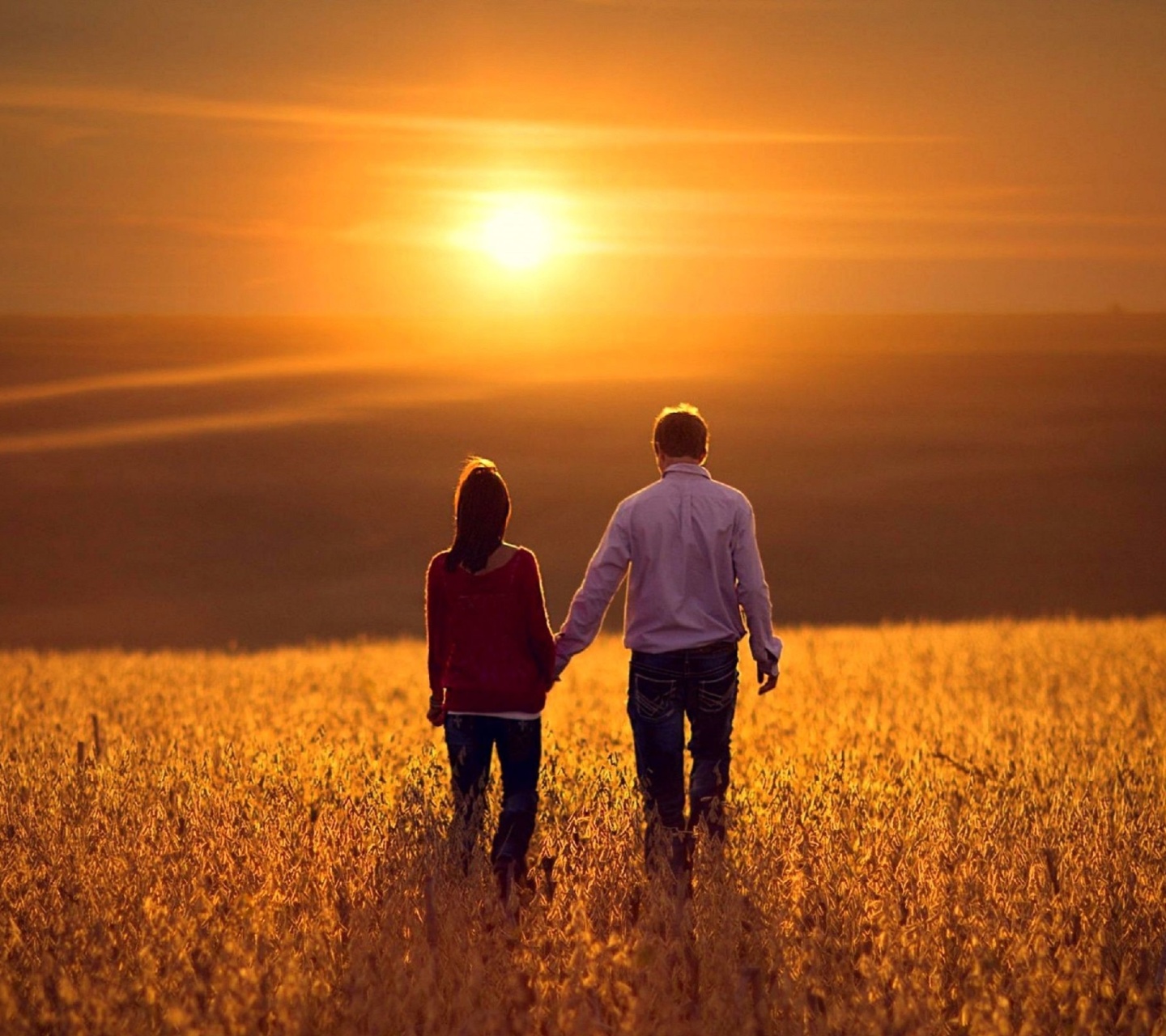 Couple at sunset wallpaper 1440x1280