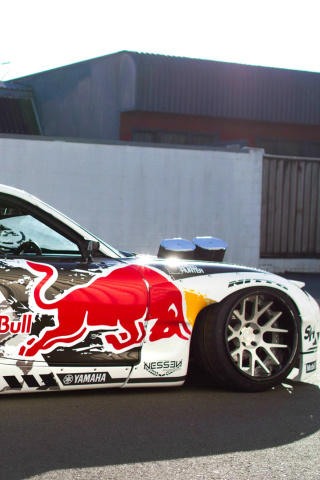 Das Mad Mike RedBull RX7 Drifting Wallpaper 320x480