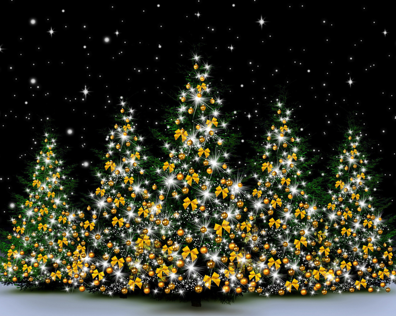 Das Christmas Trees in Light Wallpaper 1280x1024
