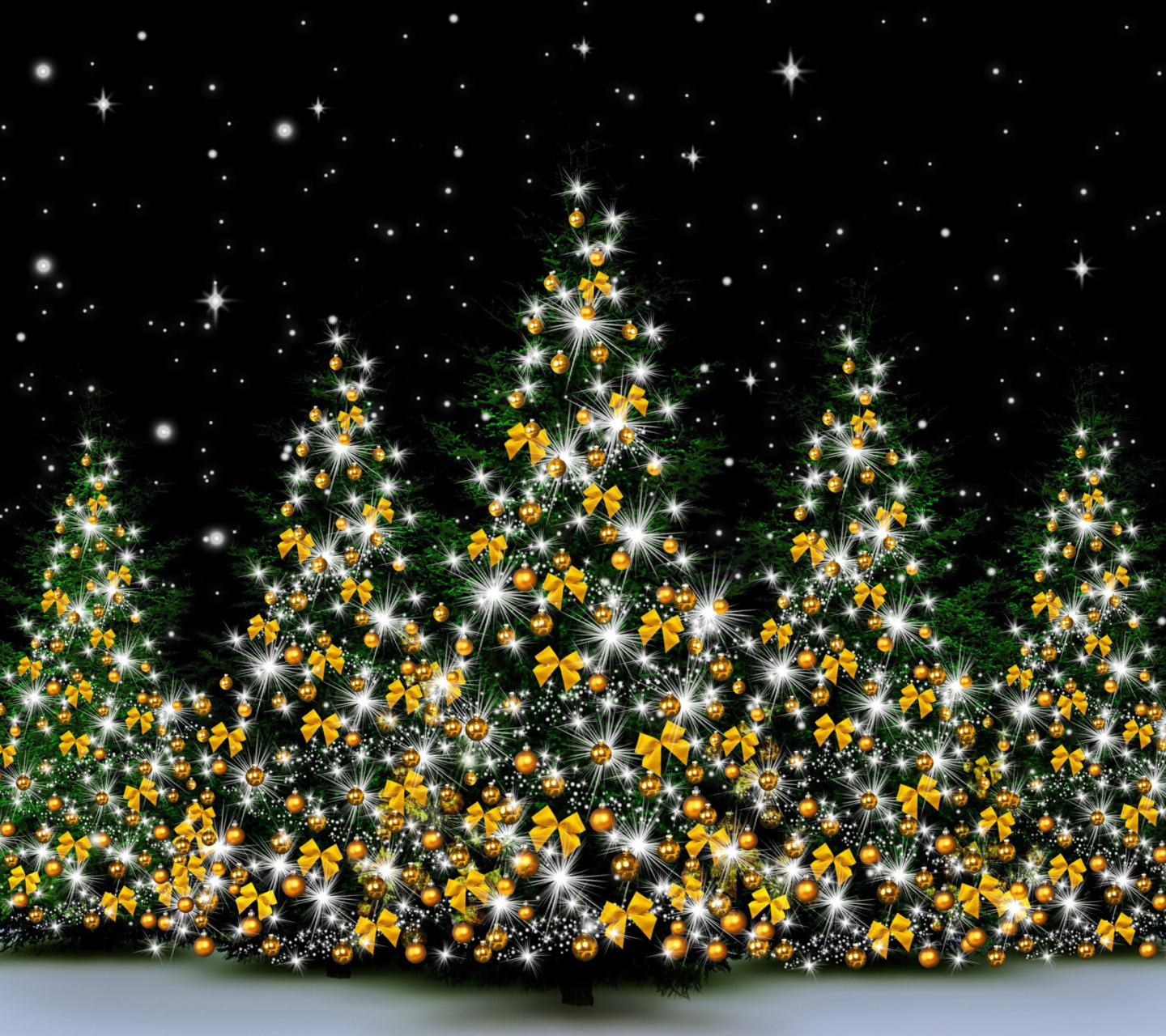 Christmas Trees in Light wallpaper 1440x1280