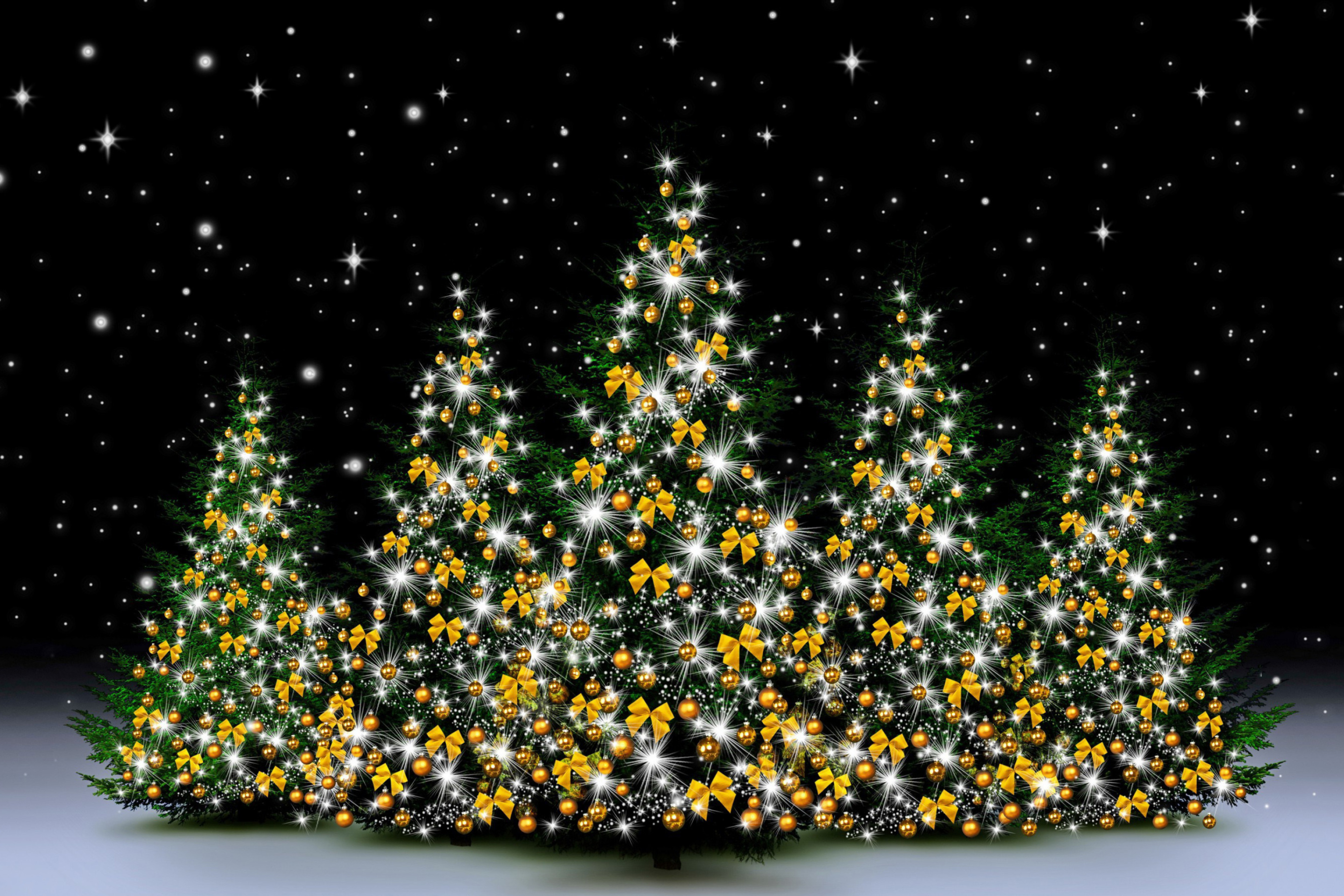 Das Christmas Trees in Light Wallpaper 2880x1920