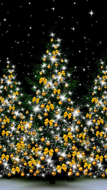 Christmas Trees in Light wallpaper 360x640