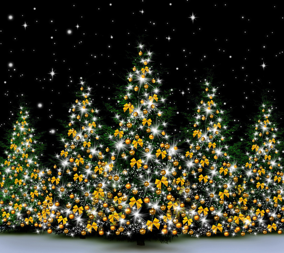 Fondo de pantalla Christmas Trees in Light 960x854