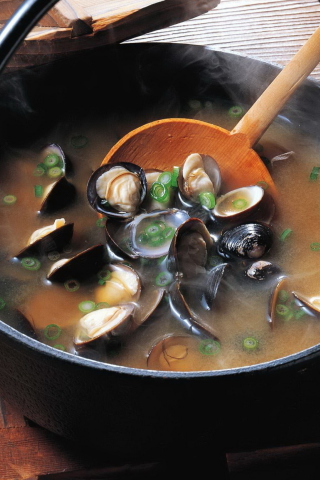 Das Mussels Soup Wallpaper 320x480