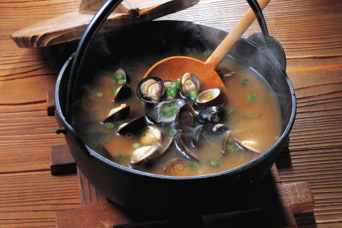 Обои Mussels Soup 480x320