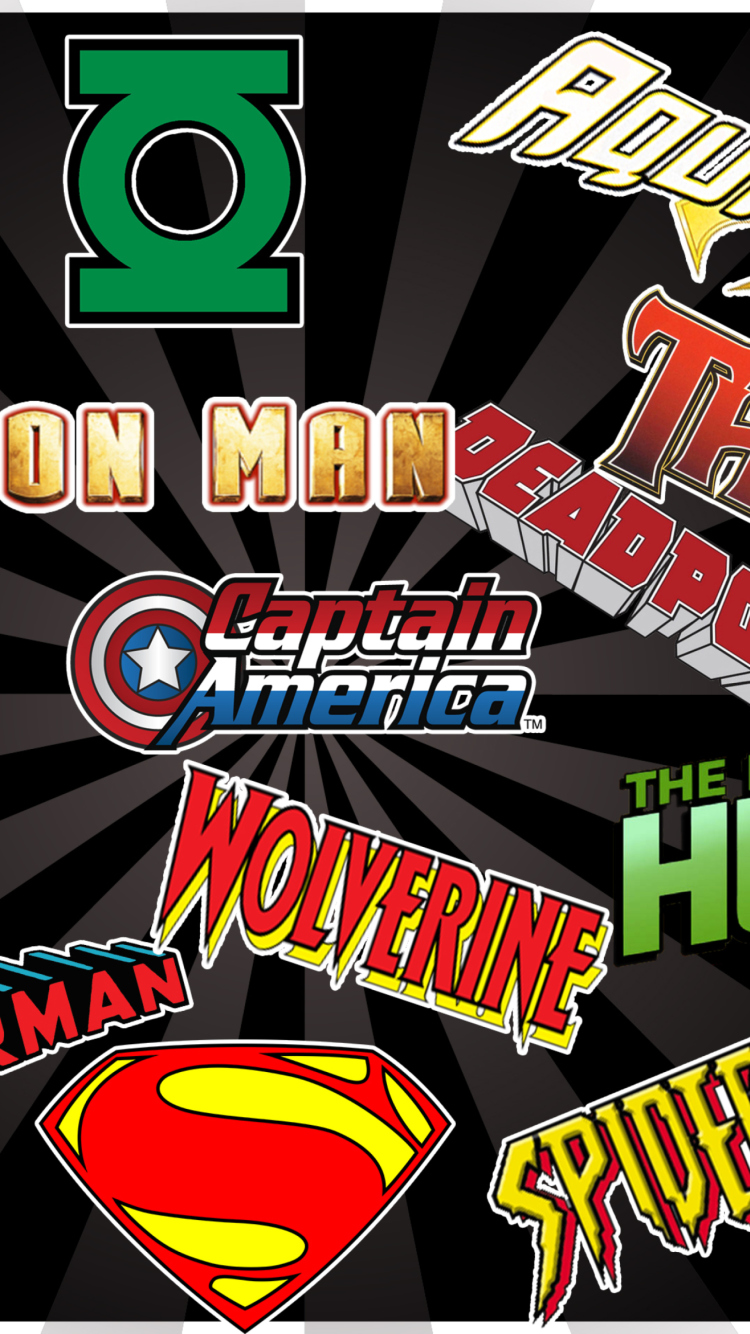 Superhero Logos wallpaper 750x1334