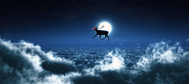 Das Santa's Reindeer Wallpaper 720x320