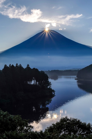 Fondo de pantalla Japan, Volcano Fuji 320x480
