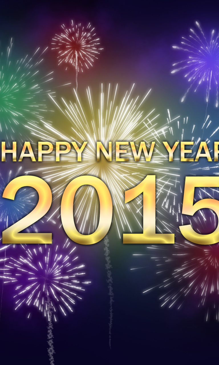 Sfondi New Year Fireworks 2015 768x1280