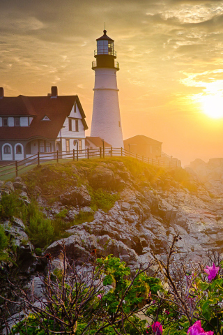 Lighthouse In Morning Mist screenshot #1 320x480
