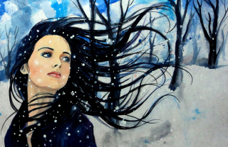 Kostenloses Winter Girl Painting Wallpaper für Android, iPhone und iPad
