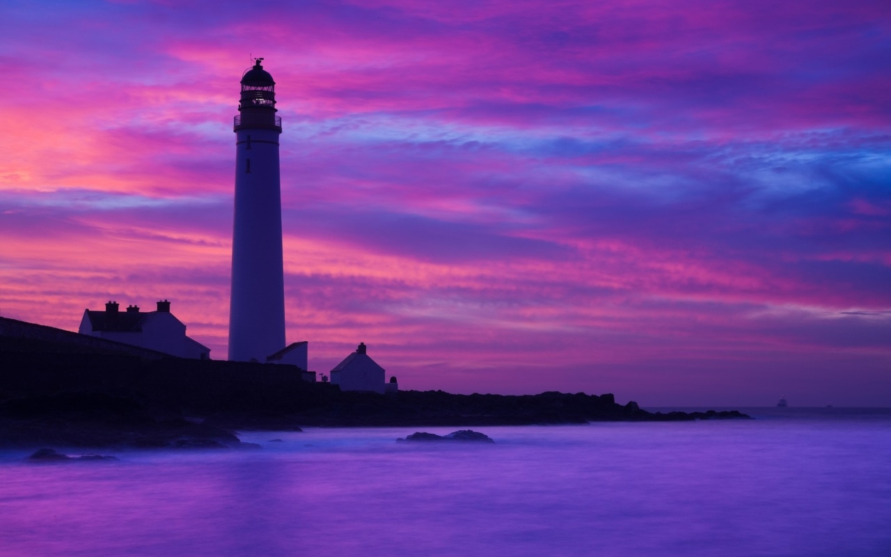 Lighthouse under Purple Sky wallpaper 1280x800