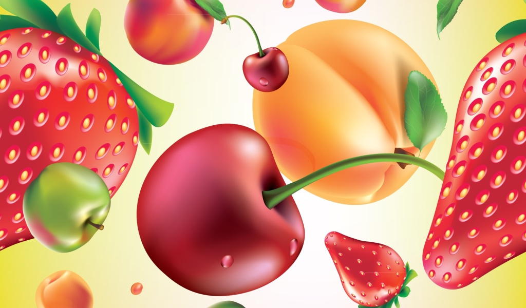 Screenshot №1 pro téma Drawn Fruit and Berries 1024x600