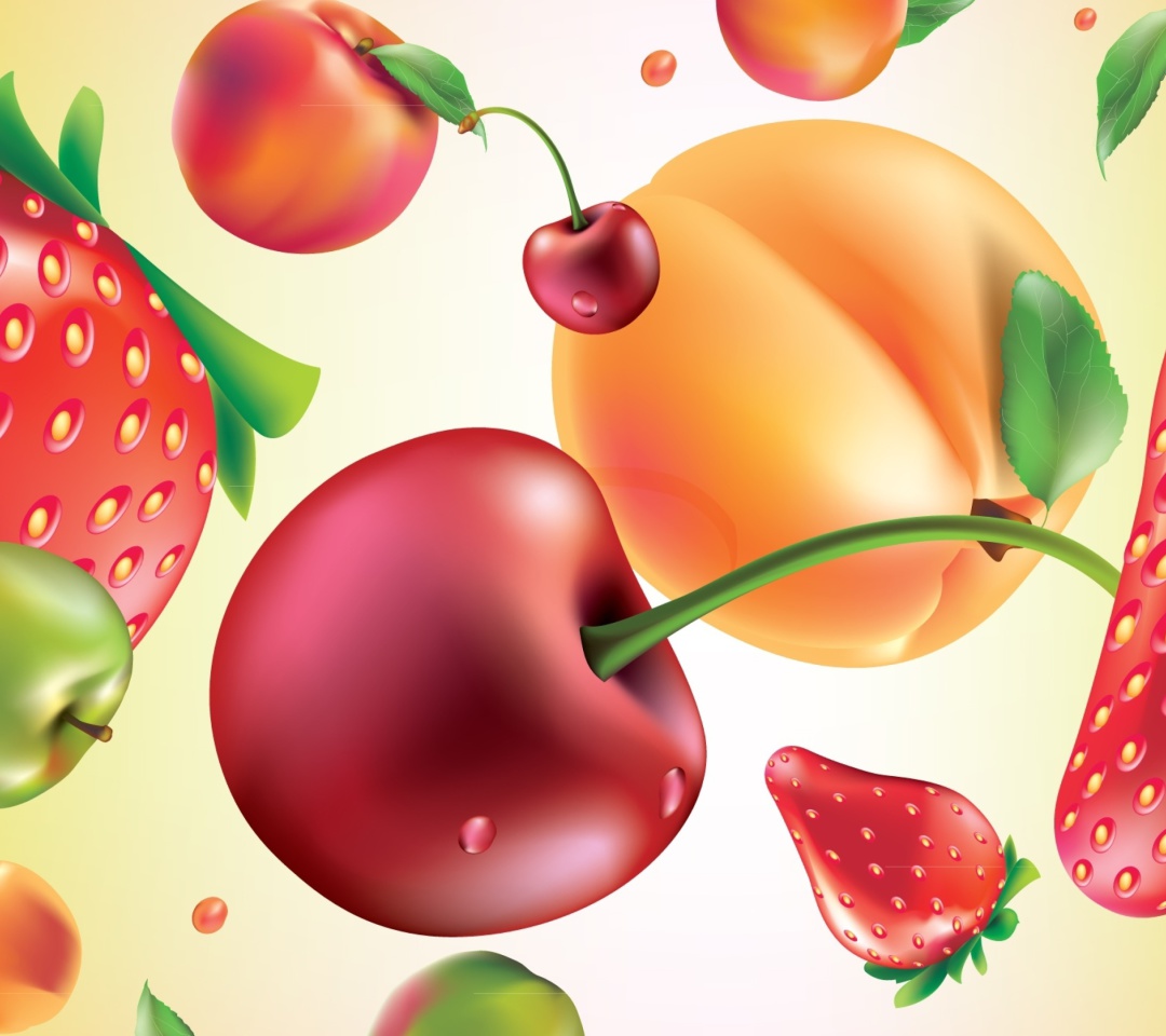 Fondo de pantalla Drawn Fruit and Berries 1080x960
