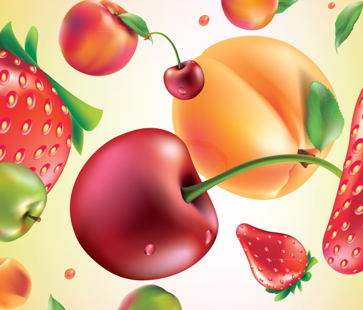 Das Drawn Fruit and Berries Wallpaper 1200x1024