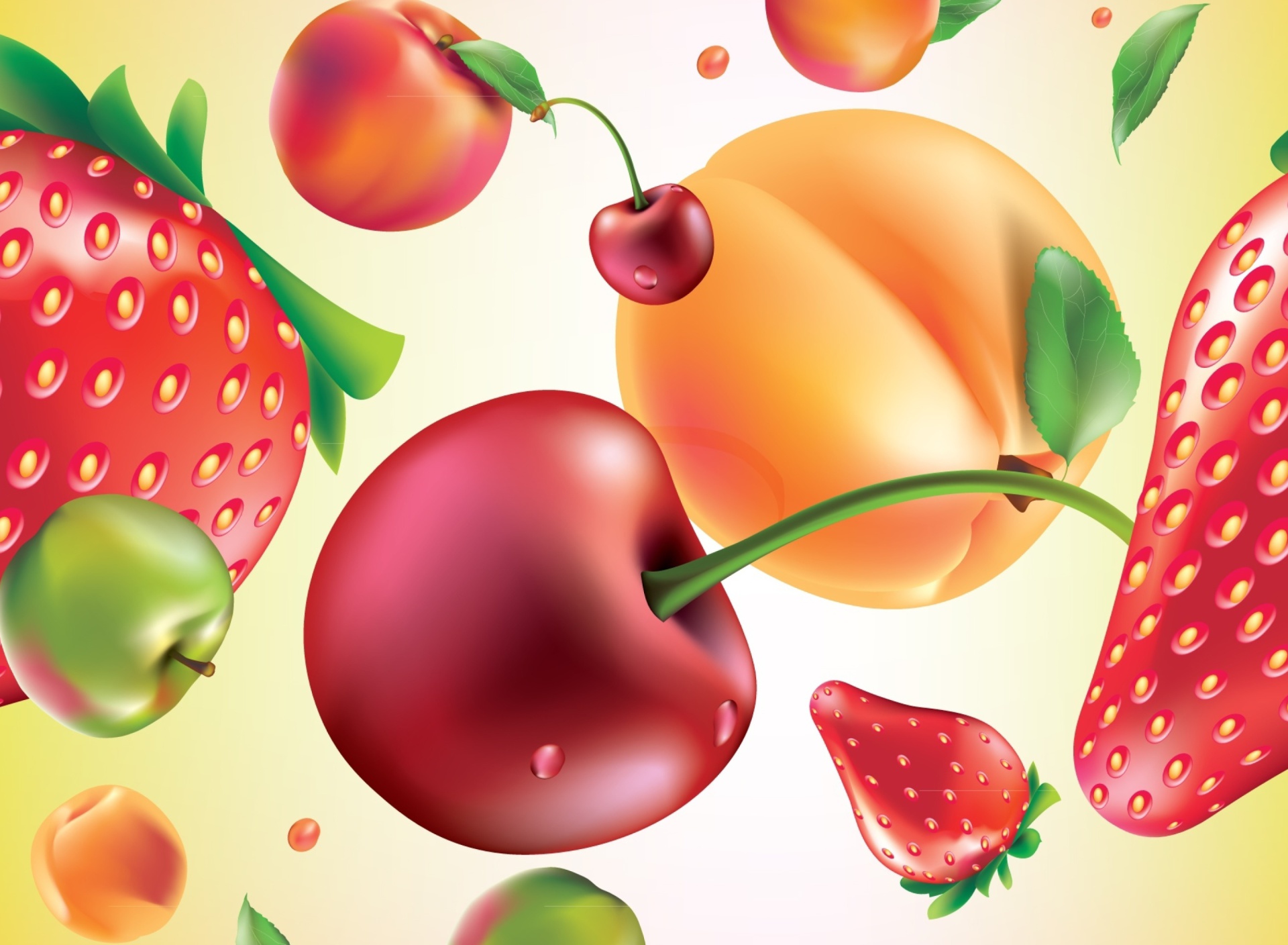 Fondo de pantalla Drawn Fruit and Berries 1920x1408