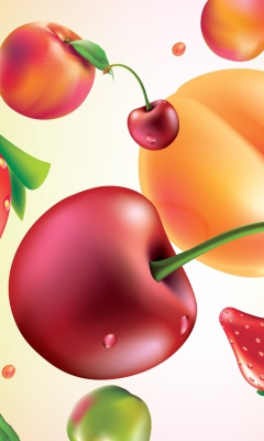 Das Drawn Fruit and Berries Wallpaper 240x400